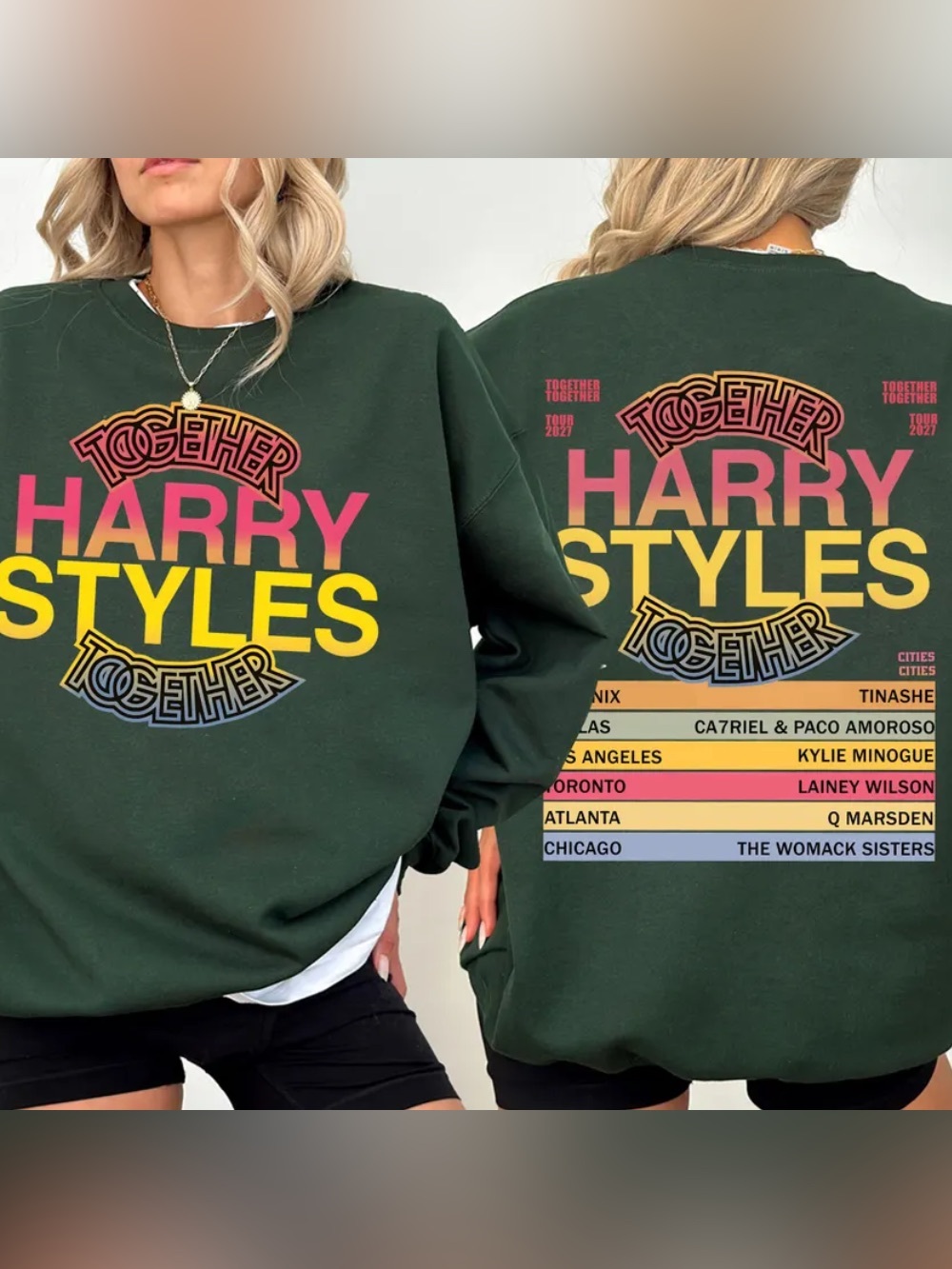 Harry Styles Together Tour 2027 Music Vintage Green Sweatshirt